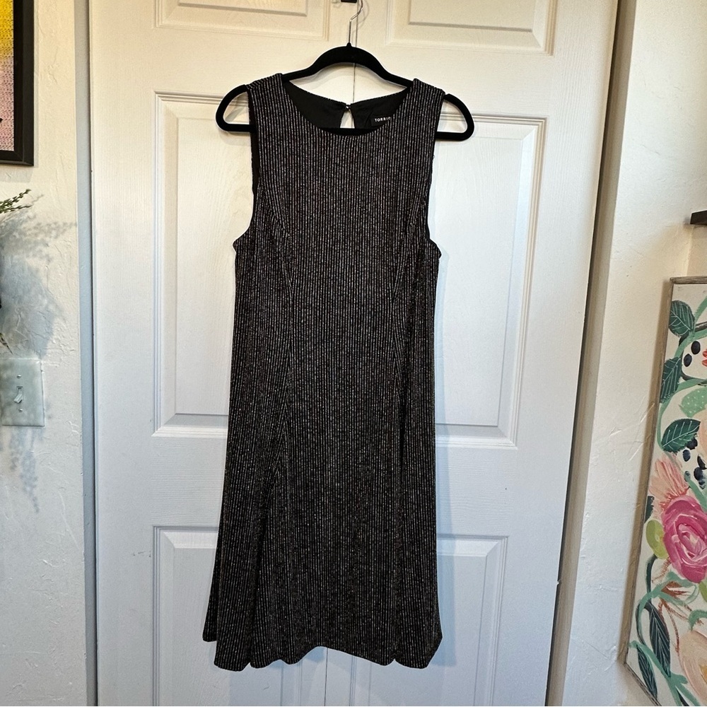 Torrid Black Metallic Knit Sleeveless Fit & Flare Skater Dress 1 1X NWT